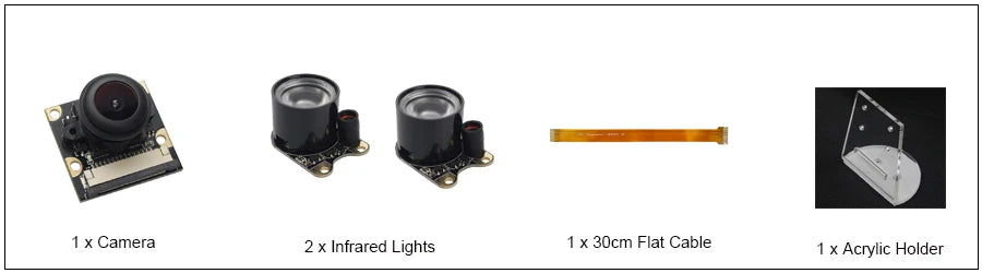 Raspberry Pi 5 Night Vision Camera Wide Angle Fisheye 5MP 1080P Camera with 2 Infrared IR LED Light for Raspberry Pi Zero / 2 W
