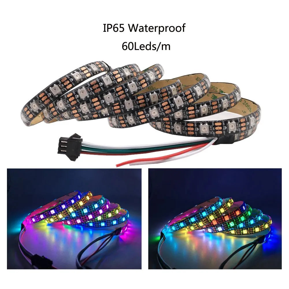 WS2812B USB LED Strip RGB Addressable Pixel Tape 14Keys Remote Controller For TV Back Under Cabinet Lamp DC5V 1m/2m/3m/4m/5m