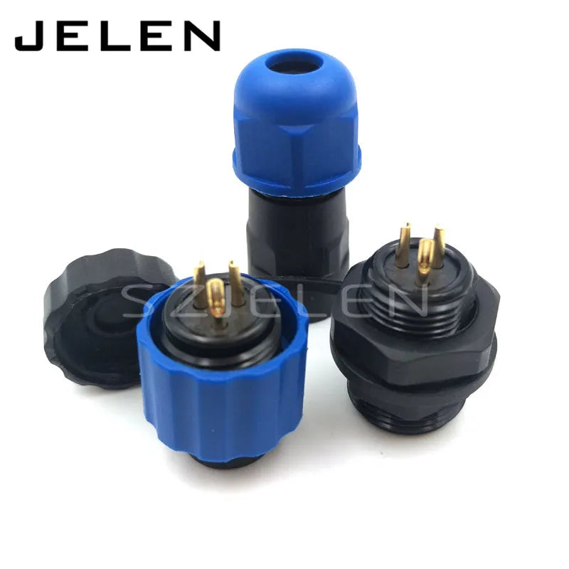 SD13 2pin 3 4 5 6 7pin Male and female connector, Outdoor waterproof connector, panel mount 12mm, LED power connectors ,IP68