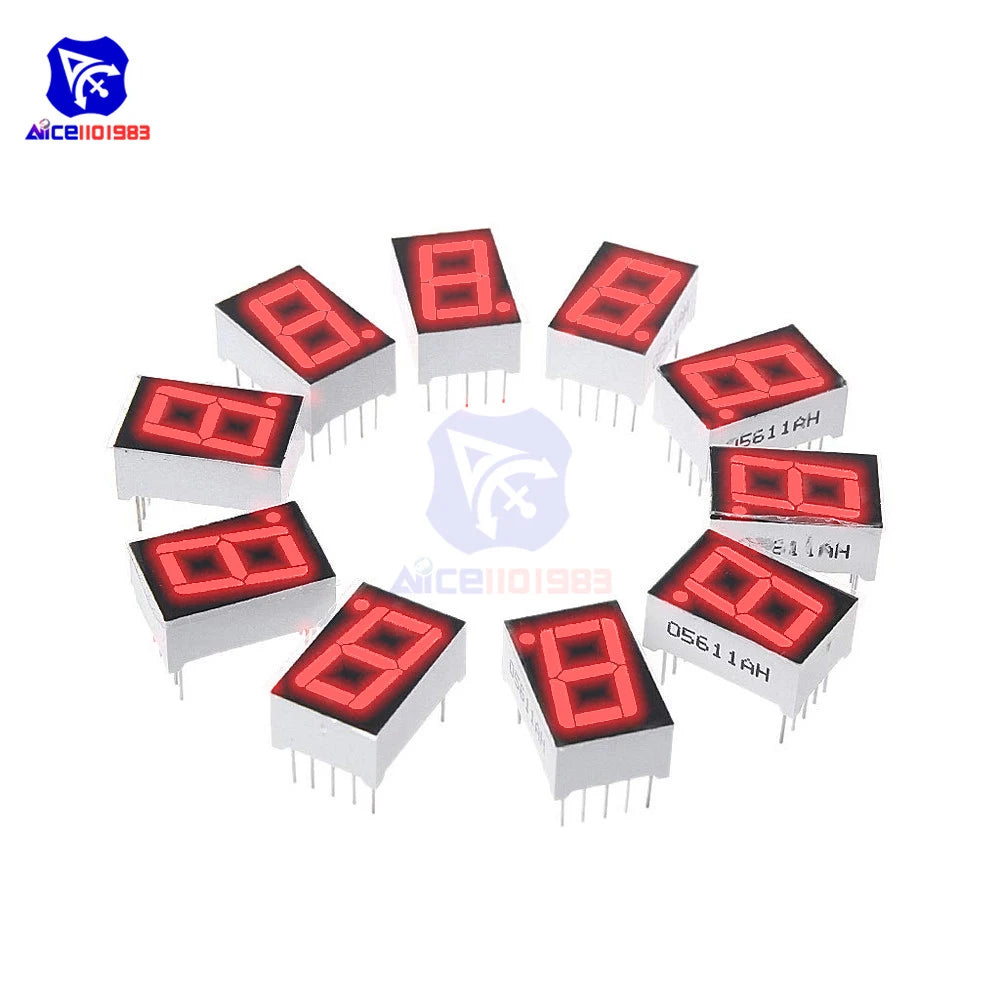 diymore 5PCS/Lot 0.56" 7 Segment 1 Bit Red LED Digital Display Common Anode / Common Cathode LED Digital Tube Red for Arduino