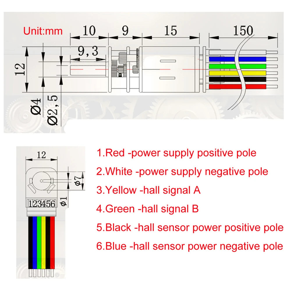 3V Micro DC Gear Small Motor N20 With Encoder 6V Adjustable Speed Customized For Monitoring Equipment Robot Mini Electric Motor