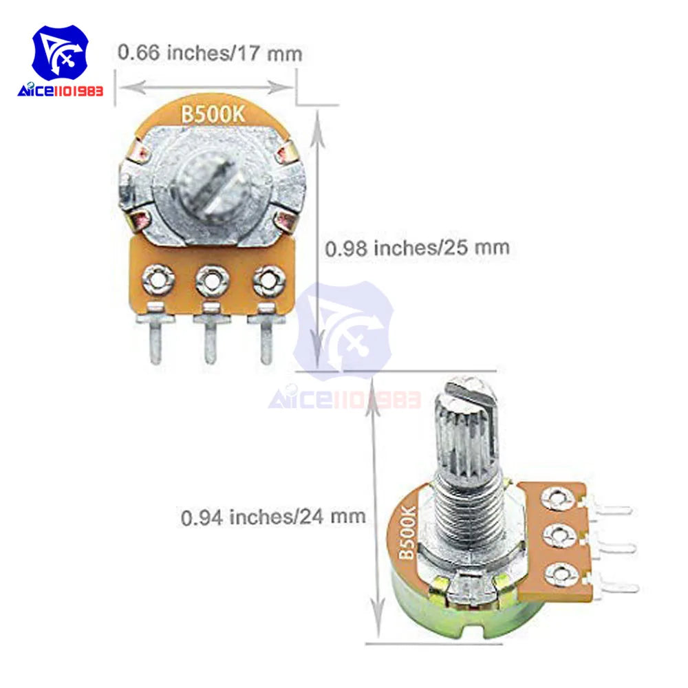 WH148 1K 2K 5K 10K 20K 50K 100K 250K 500K 1M Ω 3Pin Knurled Shaft Linear Taper Rotary Potentiometer Resistor w/Knob for Audrino
