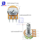 WH148 1K 2K 5K 10K 20K 50K 100K 250K 500K 1M Ω 3Pin Knurled Shaft Linear Taper Rotary Potentiometer Resistor w/Knob for Audrino