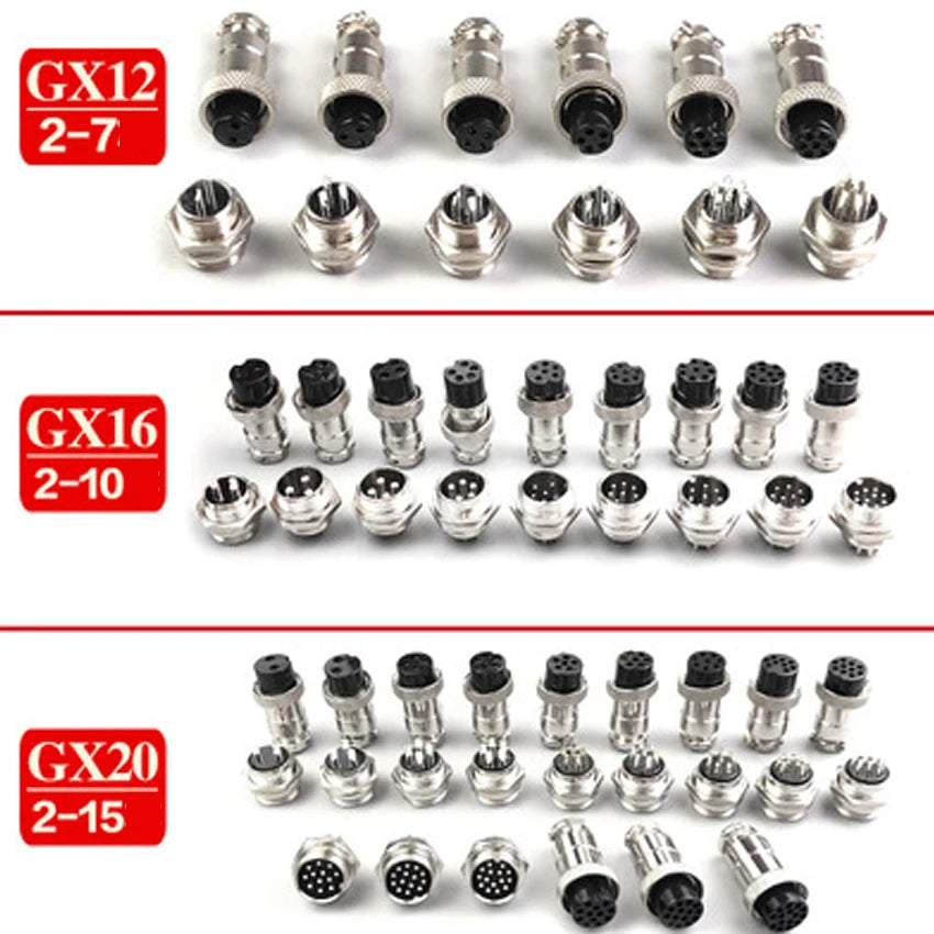 1pcs GX12 GX16 GX20 Air Aviation Connector 2/3/4/5/6/7/8/9/10/11/12/14/15Pin Panel Nut AV Power Plug Socket Core Wire Connector