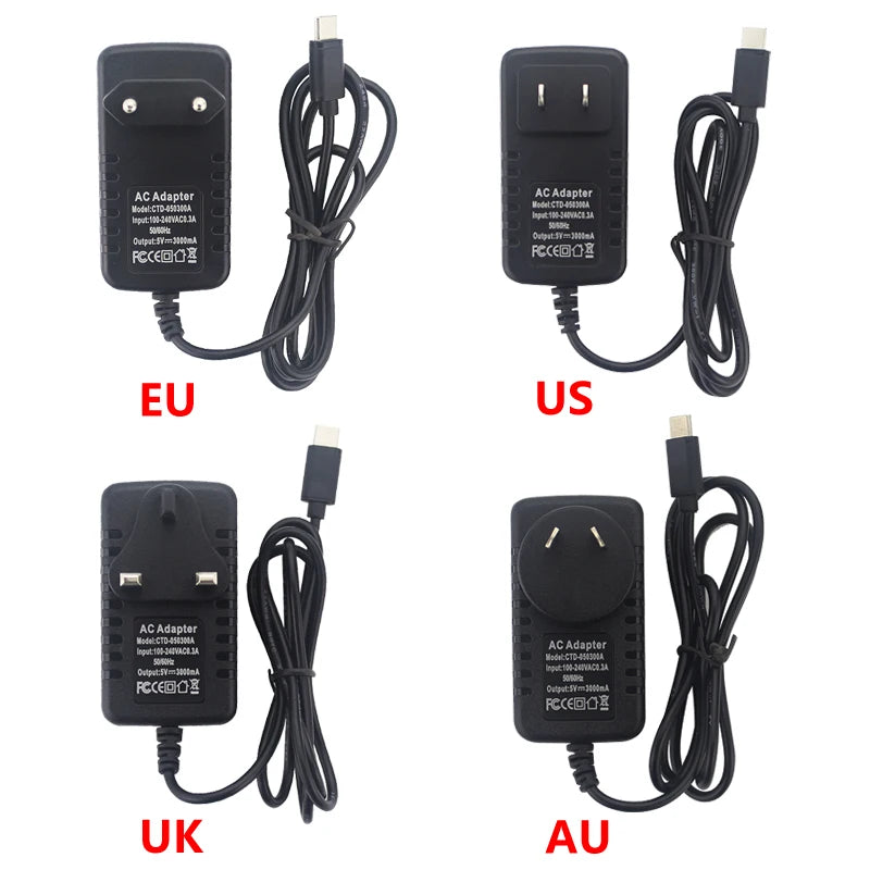 Raspberry Pi 4 Power Adapter Type-C Charger 5V 3A Output 100-240V Input Power Supply EU US UK AU Plug for Raspberry Pi 4 Model B