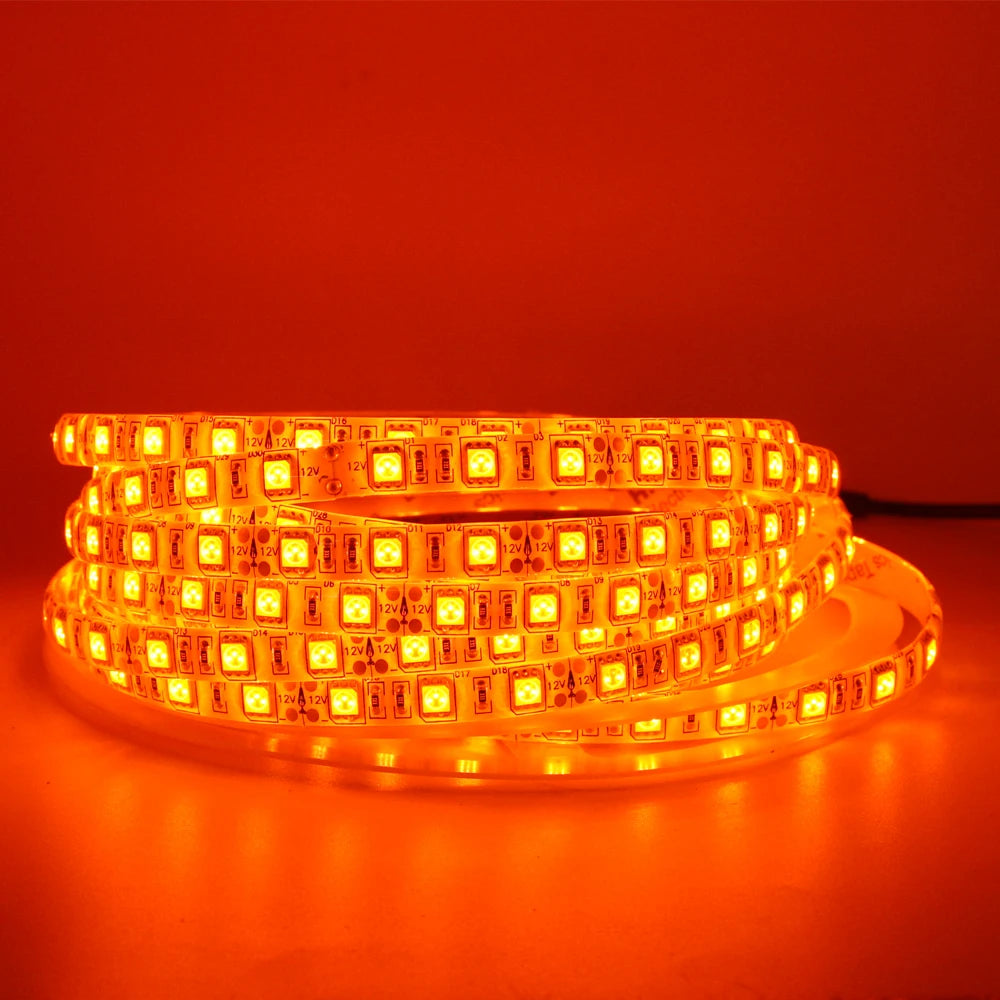 True Orange LED Strip Light 600nm, 5050/3528 SMD, 12V Non-Waterproof/Waterproof, Black LED Tape Rope Lights