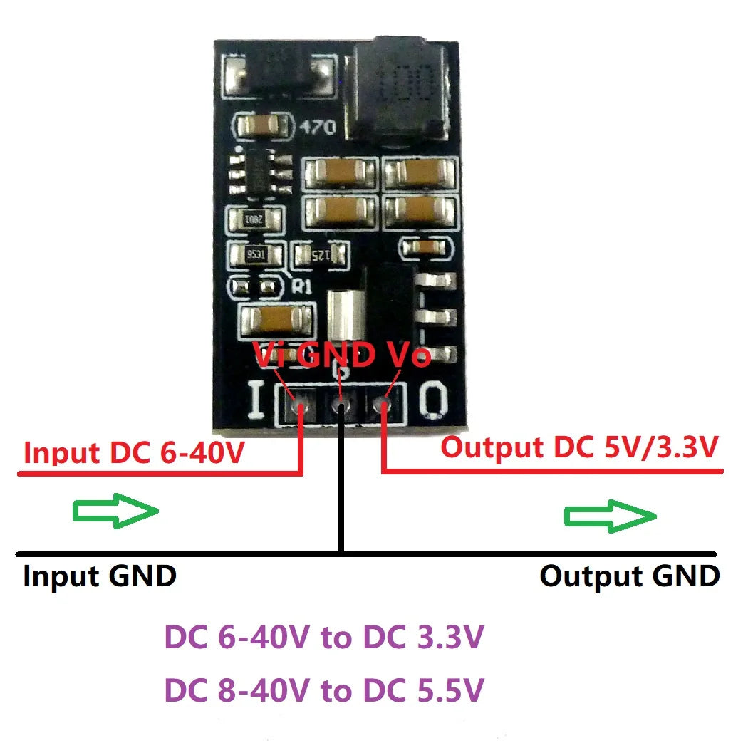 5W DC 6-40V to 3.3V 5V Low Noise 2 in 1 LDO Linear Regulators & DC-DC Buck Converter Module Replace AMS1117 LM317 7805