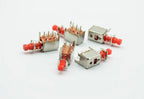 5pcs  Right Angle PCB Latching Push Button Switch DPDT Double Pole 6 Pin self-locking key power switches red blue yellow A03/04