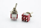 5Pcs Red Toggle Switch Mini MTS-202 ON/ON ON/OFF/ON DPDT Latching 2A 250VAC / 5A 120VAC 6 Pins With Solder Terminal waterproof