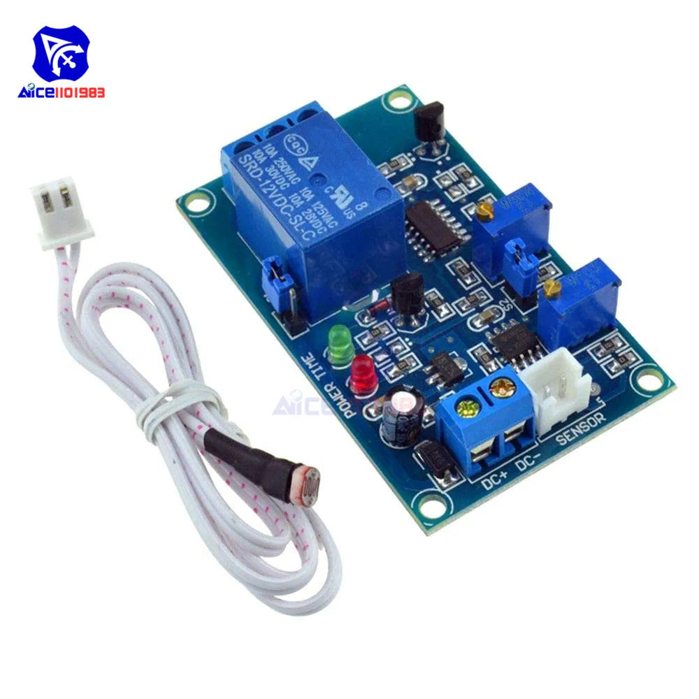 DC 12V Photoresistor Relay Module Light Brightness Sensor Timer Detection Controller Switch On/Off  with Wires for Car