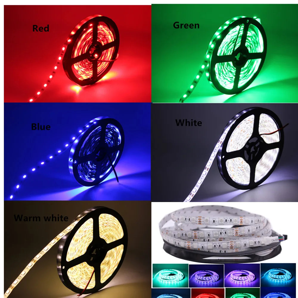 SMD 5050 RGB LED Strip Waterproof 5M 300LED DC 12V 24V CCT RGBCCT  RGBW RGBWW WHITE WARM WHITE NW Fita LED Light Strips Flexible