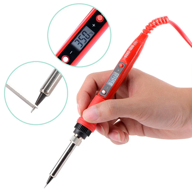 JCD 220V 80W LCD Electric Soldering Iron 908S Adjustable Temperature Soldering Iron with Quality Soldering Iron Tips and Kits