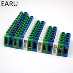 Blue White Green Bridge Design Zero Line 4-12 Pole Screw Brass Copper Grounding Strip Terminal Block Connector Earth And Neutral