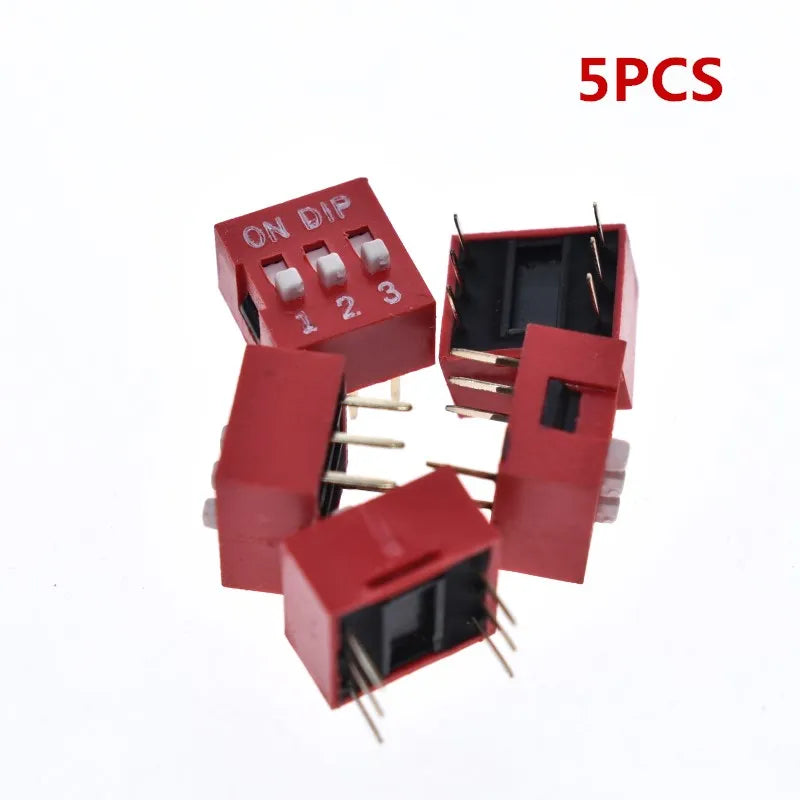 Dip Switch Kit In Box 1 2 3 4 5 6 7 8 10 Way 2.54mm Toggle Switch Red Snap Switches Mixed Kit Each 5PCS Combination Set