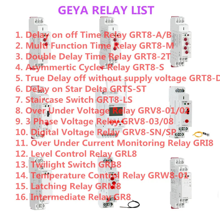 GEYA Din Rail Latching Relay 220V Impulse Relay DC12V 24V 16A Electronic Relay 220V with CE CB