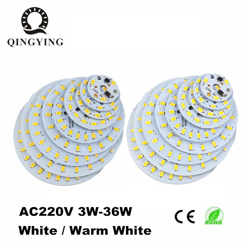 10pcs AC 220V LED PCB SMD5730 3W 5W 7W 10W 12W 15W 18W 24W Integrated IC Driver White/Warm White Light Source for LED Bulb