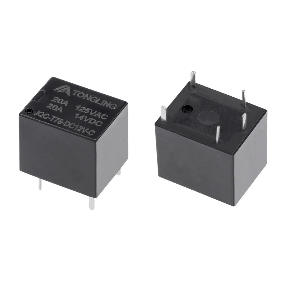 20Pcs JQC-T78-DC12V-C DC 12V Relays Coil SPDT 5P PCB Electromagnetic Power Relay Black For Remote Control Relays