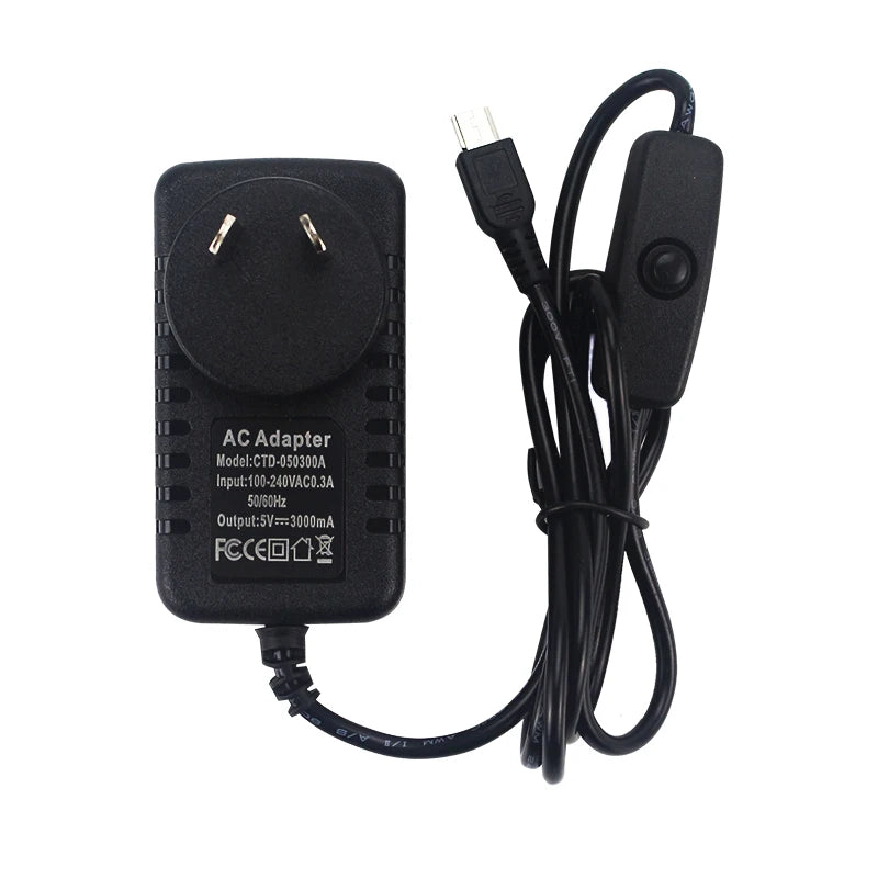5V 3A Raspberry Pi 3 Model B+ Power Supply Micro USB Port Power Adapter AC Switch EU UK AU US Plug Charger for Raspberry Pi 3B