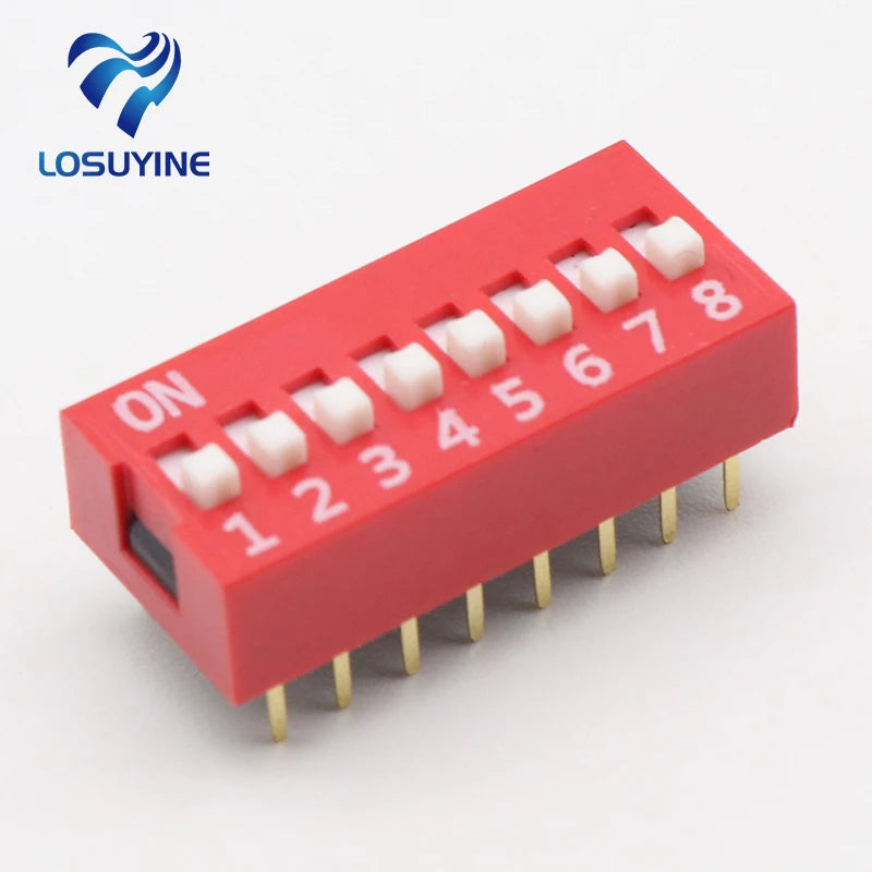 10PCS/Lot DIP Switch 8 Way 2.54mm Toggle Switch Red Snap Switch Wholesale Electronic