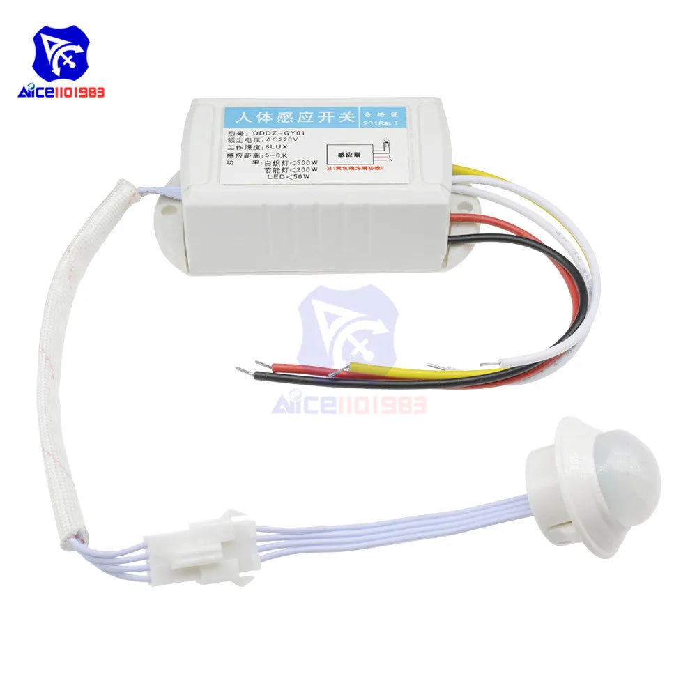 diymore 220V Human Body Motion Infrared Sensor Switch IR Switch Intelligent Light Lamps Controller 6 Lux