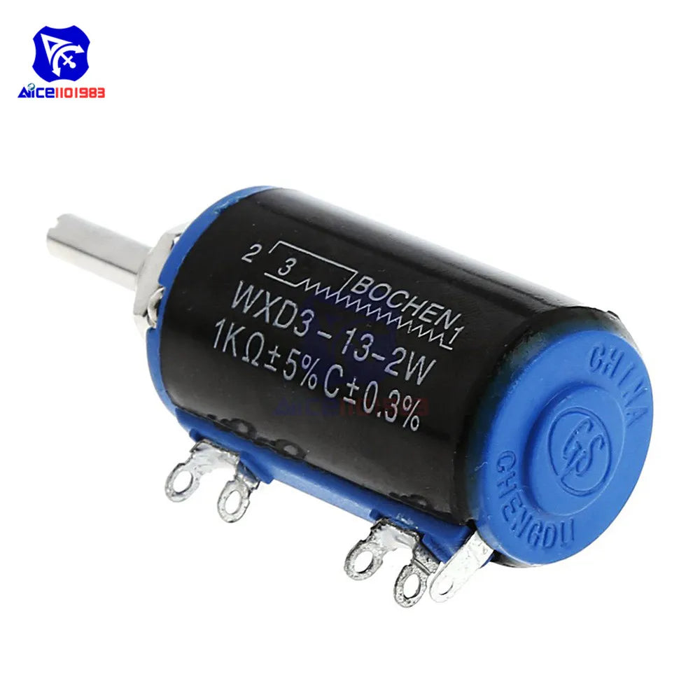 WXD3-13-2W Wirewound Potentiometer Resistance 100R 470R 1K 4.7K 10K 22K 47K 100KΩ Ohm 10 Turn Precision Dial Potentiometer Knob