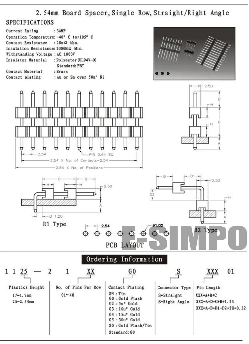 100pcs 2.54mm Pin Header 1X40P L11.4/15/17/19/21/23/25/30/35/40/50mm Straight Board Spacer Single Row Double Plastic Male
