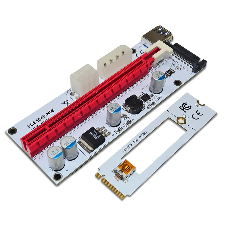 M.2 NGFF to PCI-E X16 Slot Transfer Card Mining m.2 Riser with sata 6pin 4pin molex Riser card raiser for Bitcoin mining