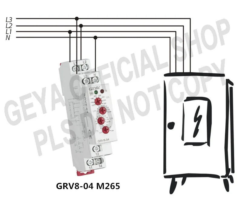 GEYA GRV8-04 3 Phase Voltage Monitoring Relay with Phase Protection Delay Time Overvoltage and Undervoltage Relay Din Rail