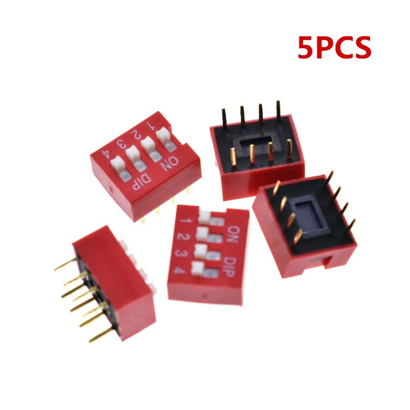 Dip Switch Kit In Box 1 2 3 4 5 6 7 8 10 Way 2.54mm Toggle Switch Red Snap Switches Mixed Kit Each 5PCS Combination Set