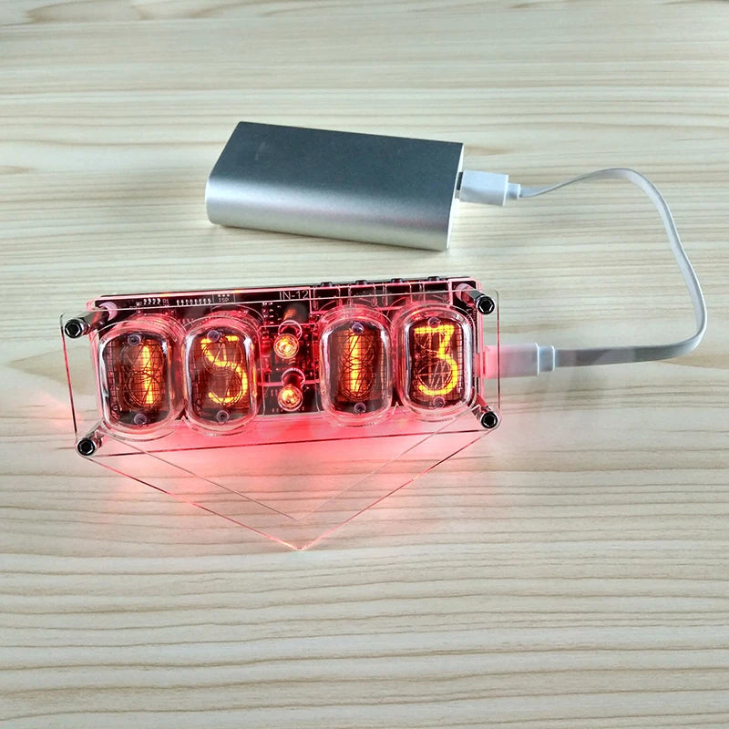 IN-12 Glow Tube Clock 4-bit IN12 glow tube clock Seven-color RGB LED DS3231 nixie clock IN-12B
