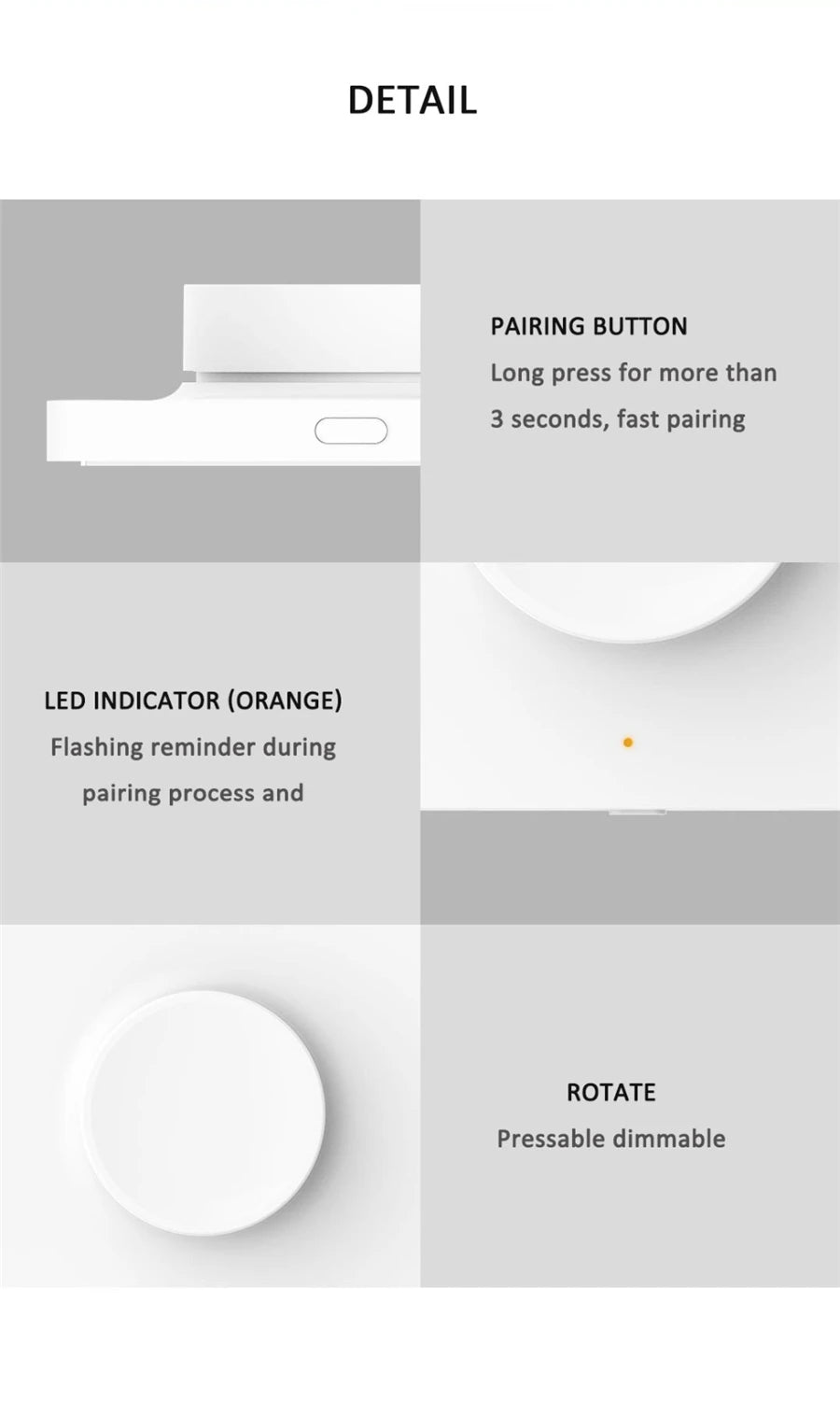 Yeelight Smart Wireless Dimmer Switch Bluetooth connected smart dimming controller is suitable For Yeelight Light Mi Home App