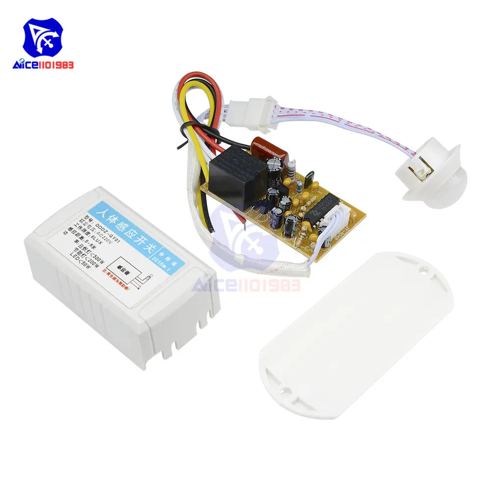 diymore 220V Human Body Motion Infrared Sensor Switch IR Switch Intelligent Light Lamps Controller 6 Lux