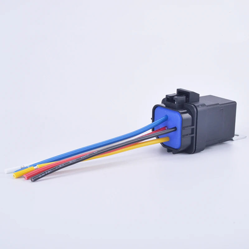 Automobile Relay Waterproof Integrated Wired  DC12V 24V 40A 5Pin 4pin Auto Relay + Holder With 105mm Length Wires