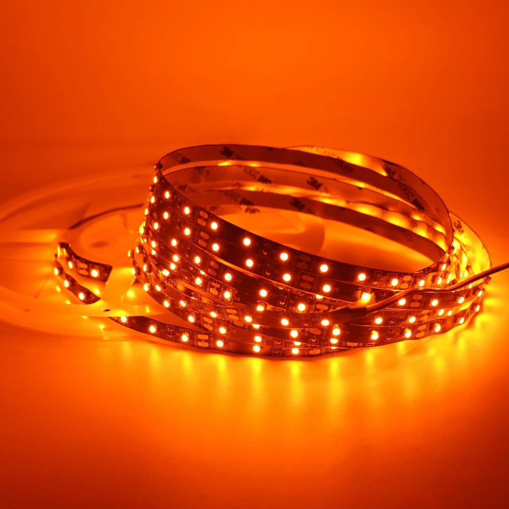 led strip light 600nm True Orange no Amber Yellow waterproof 3528 5050 SMD 120leds/m christmas string tape rope lamp 12V