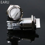 EARU 19mm Waterproof Stainless Steel DPDT Illuminated Metal Selector Switch 2/3 Position Push Button Switch Rotary Switch LED