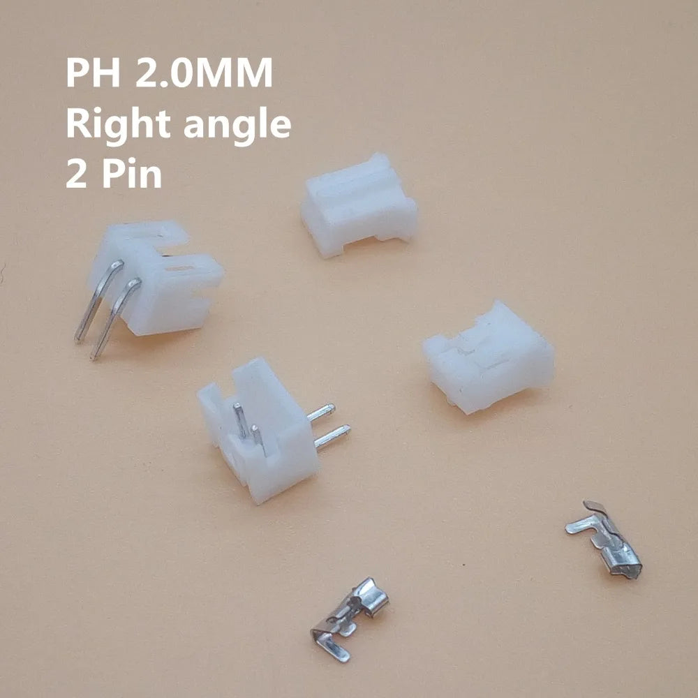 100 Set PH2.0 Connector 2.0mm Right Angle 2/3/4/5/6/7/8/9/10P ( Pin Header + Housing + Terminal )