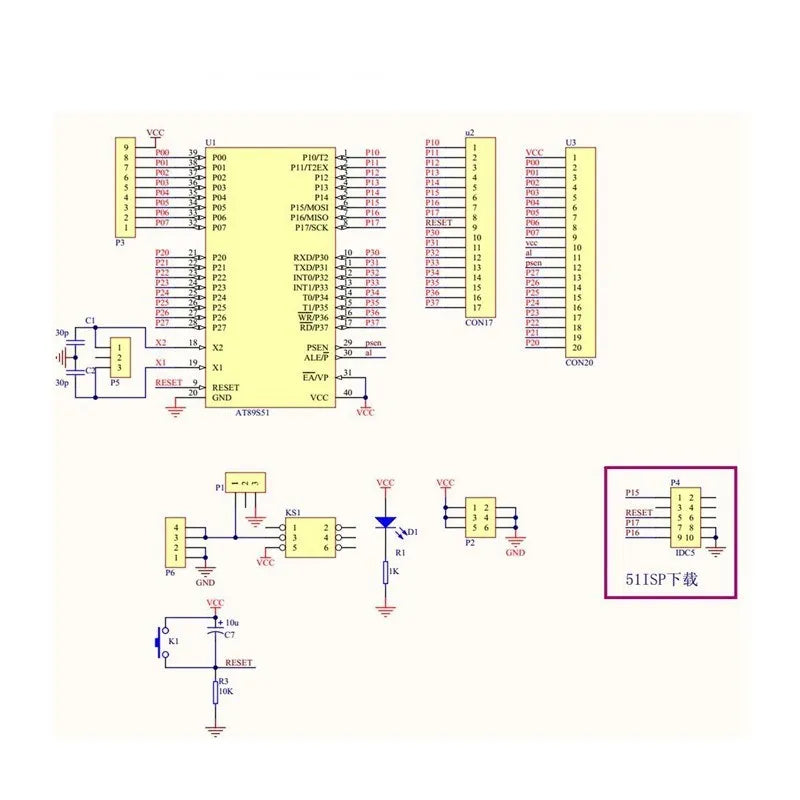 51 AVR Mcu STC Minimum System Board Learning Development STC89C52 AT89S52 40P Locking Seat Module Microcontroller Programmer