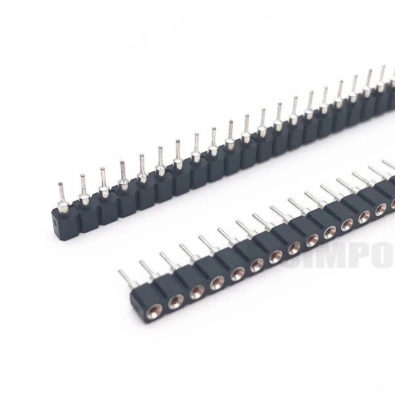 100Pcs 2.54mm Hole Female Header Round Pin Heade Straight Single/Double Row Optional 1x40P 2x40P PH3mm Single Row Gold-plated