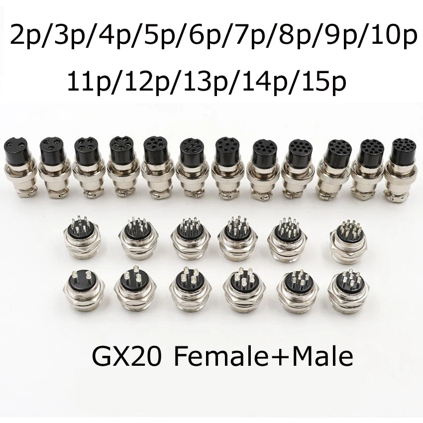1pcs GX12 GX16 GX20 Air Aviation Connector 2/3/4/5/6/7/8/9/10/11/12/14/15Pin Panel Nut AV Power Plug Socket Core Wire Connector