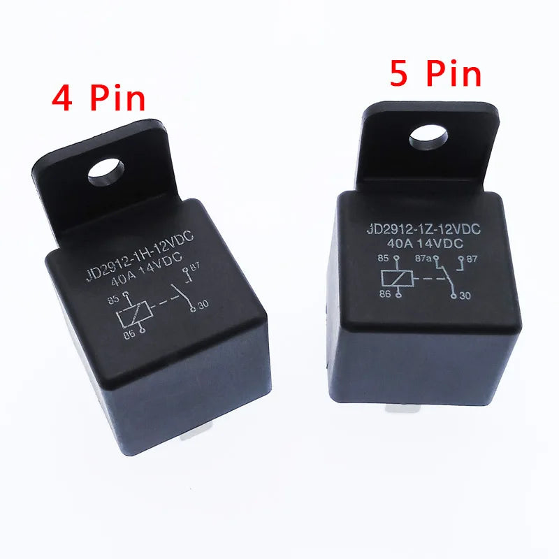 JD2912 4 Pin 5 Pin 40A DC 12V 24V 36V 48V Auto Car Relay with Mounting Hole Coil Power 1.8W Automobile Control Device with Line