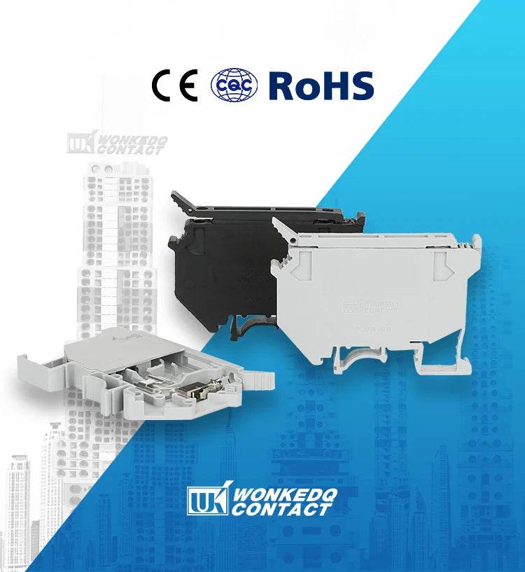 10Pcs UK5-HESI Screw Din Rail Terminal Block Fuse Holder 5*25mm 24V/220V LED With Disconnect Lever Wire Electrical Connector