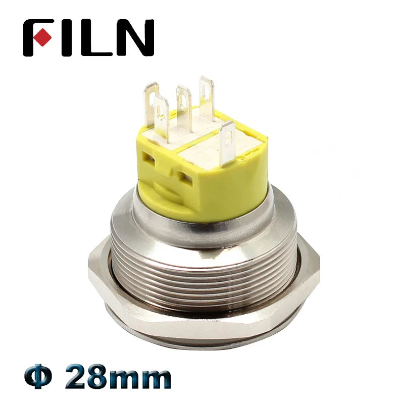 28mm 12v 24v led red green Metal Push Button Switch power mark locking Latching Self-reset Momentary switch spdt 1NO 1NC 2no2nc