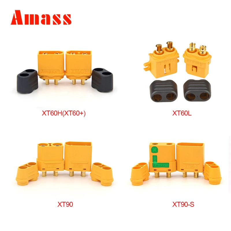 20pcs AMASS XT60 XT-60 XT 60 XT60H XT60L XT30U XT90 XT90-S Anti-spark with Sheath House Connectors Male Female For Lipo Battery