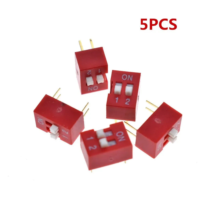 Dip Switch Kit In Box 1 2 3 4 5 6 7 8 10 Way 2.54mm Toggle Switch Red Snap Switches Mixed Kit Each 5PCS Combination Set