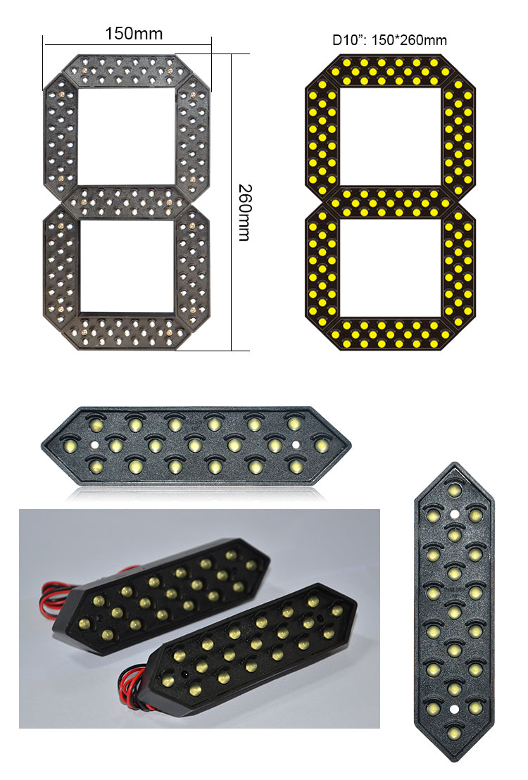 4pcs/lot 10 inch Small Size 7 Segment LED Display For Price/Time/Temperature/Score Sign Outdoor Waterproof Digital module