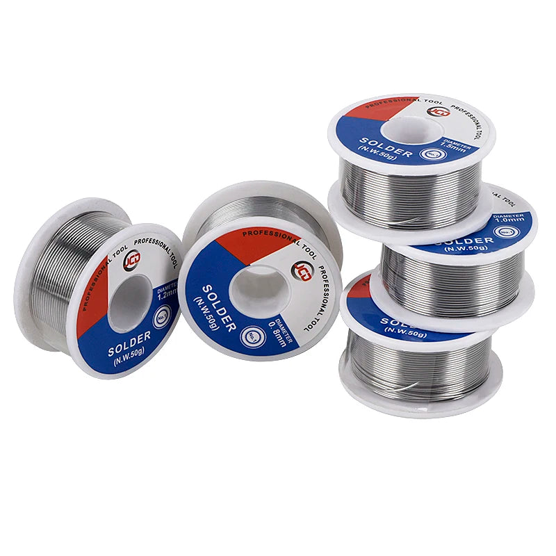 JCD Soldering Wire 50g 0.6/0.8/1.0/1.2/1.5 MM 60/40 FLUX 2.0% 45FT Tin Lead Tin Wire Melt Rosin Core Solder Soldering Wire Roll
