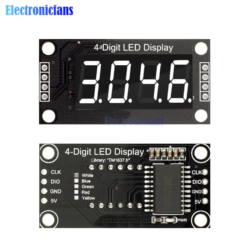 0.36 Inch 0.36" 4/6-Digit Red/Green/Yellow/Blue/White LED Digital Display Tube Decimal 7 Segments TM1637 Module For Arduino