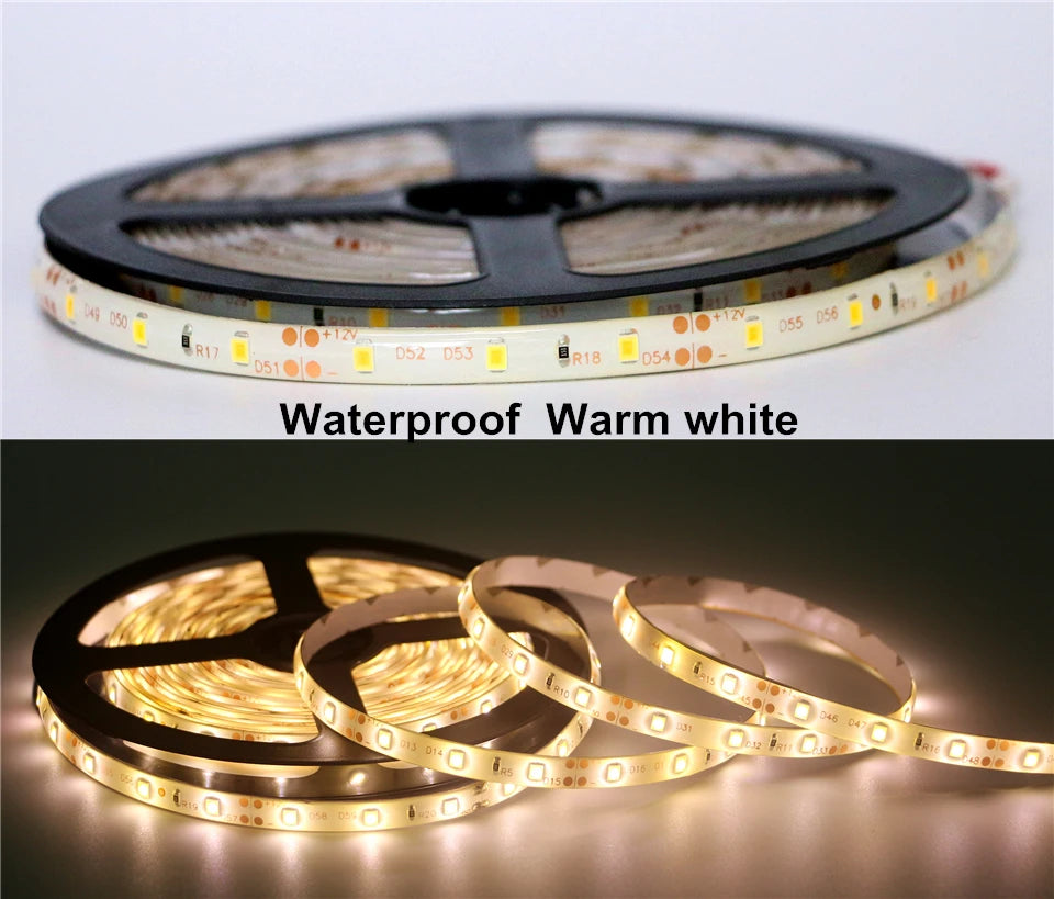 5M/Pack SMD 2835 / 3528 60Leds/m 120Leds/m DC 12V 300LEDs 600LEDs IP20 / IP65 Waterproof White / Warm White LED Strip Light