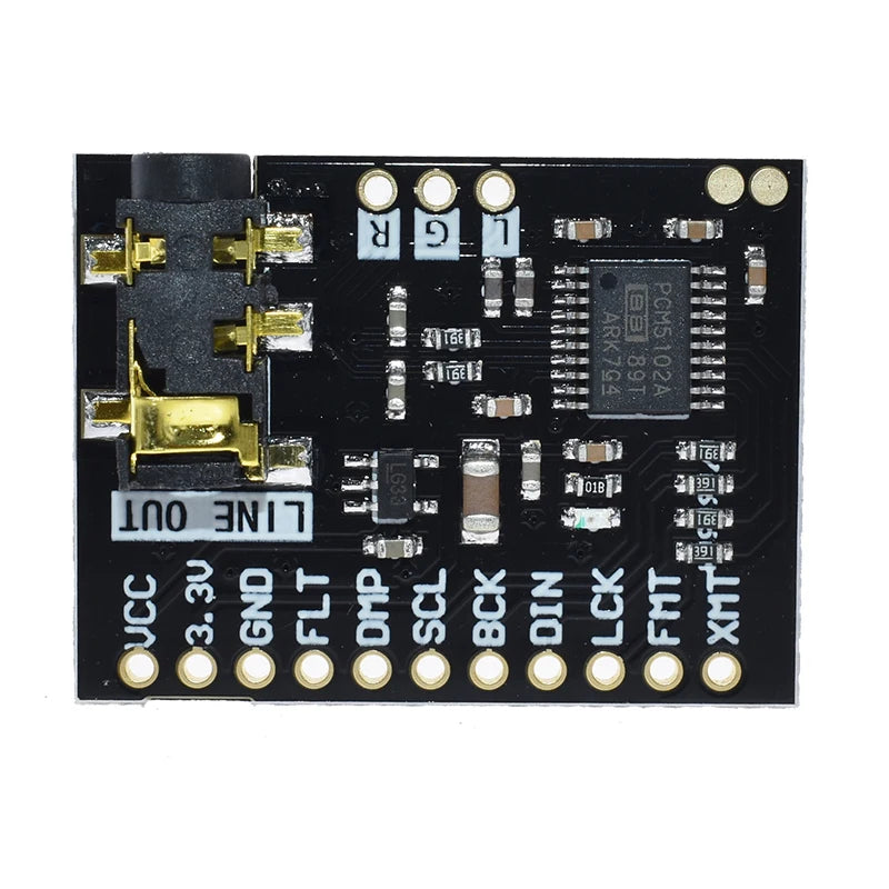 For Raspberry Pi pHAT Sound Card I2S interface PCM5102 DAC Module 24-bit Audio Board With Stereo Jack Beyond ES9023 PCM1794