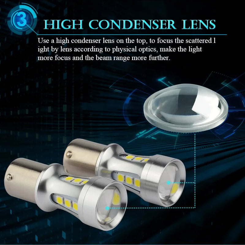 NAO P21W led BAY15D PY21W BA15S White 1300Lm Car LED Bulb P21/5W Turn Signal 1156 3030 1157 T20 W16W T15 W21/5W 7443 W21W 7440